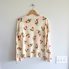 Load image into Gallery viewer, Joie Varden Cashmere Cherry Pattern Crew Neck Pullover Sweater Porcelain M NWT