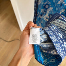 Load image into Gallery viewer, Johnny Was Drawstring Tank Linen Floral Patchwork Midi Tank Dress Blue M