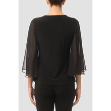 Load image into Gallery viewer, Joseph Ribkoff 3/4 Sleeve Sheer Overlay Chiffon Blouse Black 14