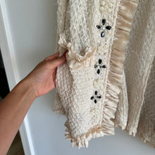 Load image into Gallery viewer, Vintage Ryu Ruffle Lace Bead Hook Closure Jacket Cream L
