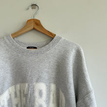 Load image into Gallery viewer, The Bar Varsity Logo Fiancé Crewneck Casual Pullover Sweatshirt Gray White XL