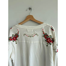 Load image into Gallery viewer, We The Free Lilith Floral Embroidered Sleeve Casual Oversized T-Shirt White S