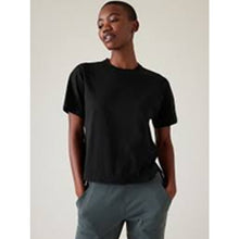 Load image into Gallery viewer, Athleta Effortless Cropped Crew Neck Short Sleeve T-Shirt Black XL