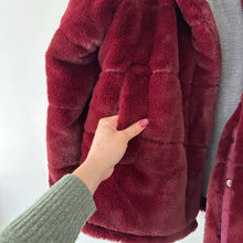 Load image into Gallery viewer, Avec Les Filles Faux Fur Puffer Jacket Wine Red M
