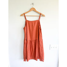 Load image into Gallery viewer, Loft Swiss Dot Cami Swing Scoop Neck Mini Dress Orange M NWT
