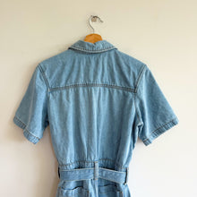 Load image into Gallery viewer, Universal Thread Button Front Denim Short Sleeve Romper Blue 6