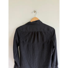 Load image into Gallery viewer, J. Crew Silk Long Sleeve Collared Casual Button Up Shirt Black 6