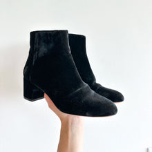 Load image into Gallery viewer, Aquazzura Firenze Velvet Ankle Booties Black 38.5