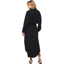 Load image into Gallery viewer, L*Space Logan Collared Long Sleeve Maxi Shirt Dress Black M