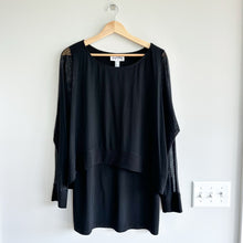 Load image into Gallery viewer, Joseph Ribkoff Round Neck Sheer Sleeve Overlay Tunic Top Black 18