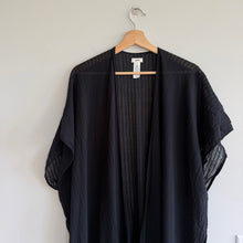 Load image into Gallery viewer, Aerie Cotton Tiered Ruffle Long Open Front Short Sleeve Cover Up Black One Size