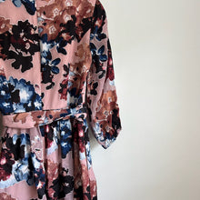 Load image into Gallery viewer, Vince Camuto Floral Belted V-Neck Long Sleeve Mini Dress Pink 2