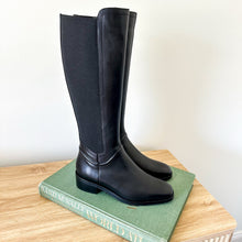 Load image into Gallery viewer, Aquatalia Leather Zip Up Block Heels Knee High Boots Black 8.5