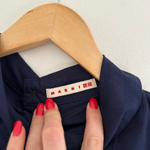 Load image into Gallery viewer, MARNI x Uniqlo Mock Neck Pintuck Pleated Sleeveless Blouse Navy M