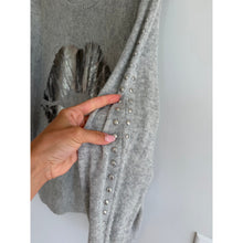 Load image into Gallery viewer, Lauren Moshi Cashmere Lip Graphic Knit Pullover Sweater Gray Silver XL