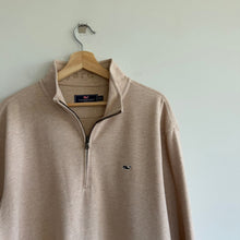 Load image into Gallery viewer, Vineyard Vines Saltwater Quarter Zip Mock Neck Pullover Sweater Tan Cream XL