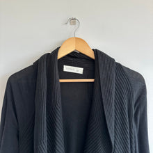 Load image into Gallery viewer, Laurie B Open Waterfall Draped Front Ribbed Knit Long Sleeve Cardigan Black M