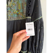 Load image into Gallery viewer, Free People Much Love Embroidered V-Neck Long Sleeve Tunic Top Black XS NWT