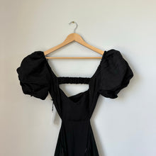 Load image into Gallery viewer, ASTR The Label Angeles Puff Sleeve Cutout Linen Dress Black S NWT