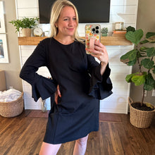 Load image into Gallery viewer, Trina Turk Panache Jewel Neck Straight Day Dress Black 8