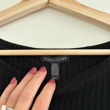 Load image into Gallery viewer, Eileen Fisher Ribbed Bateau Neck Short Sleeve Dress Black M