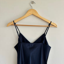 Load image into Gallery viewer, Quince Silk V-Neck Midi Dress Navy S NWT