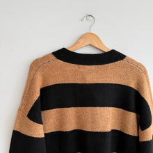 Load image into Gallery viewer, John & Jenn Phillie Striped Button Front Casual Cardigan Walnut Stripe M NWT