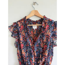 Load image into Gallery viewer, Misa Lillian Floral Pattern Ruffles Tiered Mini Dress Blue Red S