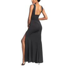 Load image into Gallery viewer, Dress The Population Agathe Crepe Wrap Waist Dress Maxi Black S NWT