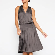 Load image into Gallery viewer, Brochu Walker The Francine V-Neck Sleeveless Smocked Waist Dress Gray L