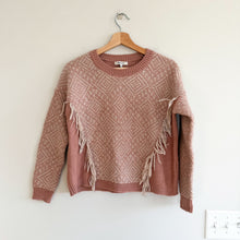Load image into Gallery viewer, Madewell Fringe Knit Crew Neck Long Sleeve Pullover Sweater Pink M