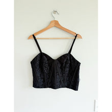 Load image into Gallery viewer, Express Floral Lace Sleeveless Cropped Corset Tank Top Black 8 NWT