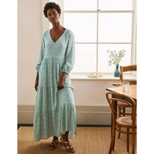 Load image into Gallery viewer, Boden Floral Print V-Neck Balloon Sleeve Maxi Dress Green 12 NWT