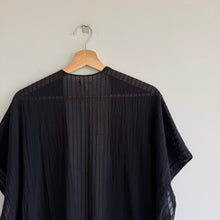 Load image into Gallery viewer, Aerie Cotton Tiered Ruffle Long Open Front Short Sleeve Cover Up Black One Size