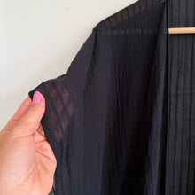 Load image into Gallery viewer, Aerie Cotton Tiered Ruffle Long Open Front Short Sleeve Cover Up Black One Size