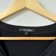 Load image into Gallery viewer, Kal Rieman Cape Sweatshirt Boat Neck Pullover Black L NWT