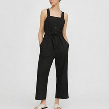 Load image into Gallery viewer, Everlane The Linen Picnic Straight Leg Square Neck Jumpsuit Washed Black 0