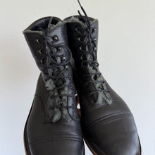 Load image into Gallery viewer, Robert Clergerie Fur Lining Leather Combat Lace Up Ankle Boots Black 8.5