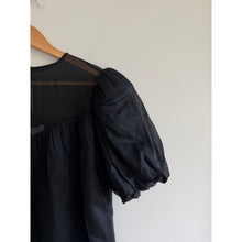 Load image into Gallery viewer, Frame Sheer Cotton-Silk Inset Puff Sleeve Blouse Black S
