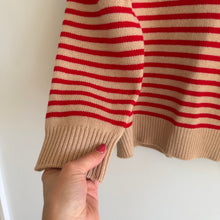 Load image into Gallery viewer, DEMYLEE Lucian Merino Wool Striped Pullover Sweater Red Brown M