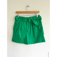 Load image into Gallery viewer, Verdusa Belted Pleated Front High Rise Casual Shorts Green L NWT