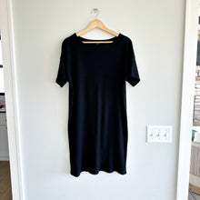 Load image into Gallery viewer, Eileen Fisher Tencel Stretch Rib Short Sleeve Dress Black M