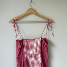 Load image into Gallery viewer, Urban Outfitters Felicity Eyelet Bustier Gingham Print Mini Dress Pink L NWT