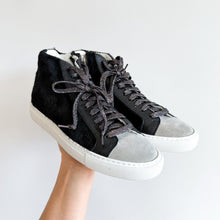 Load image into Gallery viewer, P448 Star Genuine Calf Hair High Top Silhouette Sneaker Black 39