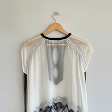 Load image into Gallery viewer, Mariya Sharapowa Silk Crystal Embellished Tie Sleeve Sheer Swim Coverup White