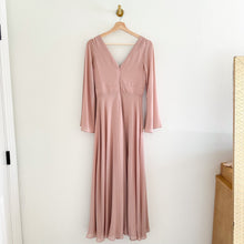 Load image into Gallery viewer, BHLDN Doria Chiffon V-Neck Long Sleeve Maxi Dress Blush Pink 2