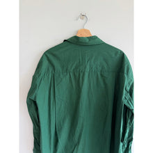 Load image into Gallery viewer, The Frankie Shop Curvy Hem Long Sleeve Side Slit Cotton Button Up Shirt Green M