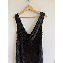 Load image into Gallery viewer, Carmen Marc Valvo Scattered Sequin Cowl Neck Sleeveless Gown Black 12