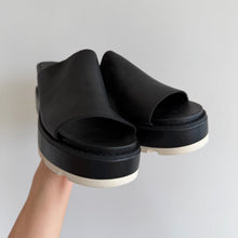 Load image into Gallery viewer, Sorel Joanie IV Slide Leather Open-Toe Wedge Sandals Black 10