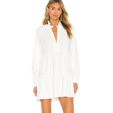 Load image into Gallery viewer, Amanda Uprichard Saffron Tiered V-Neck Mini Shirt Dress White XS